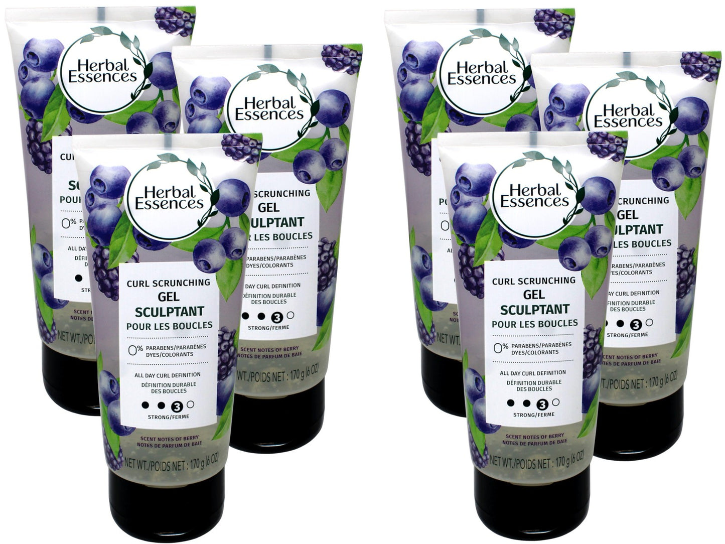 Herbal Essences Curl Scrunching Hair Gel - Level 3 Hold, Berry Scent, 6 OZ, 6 Pack