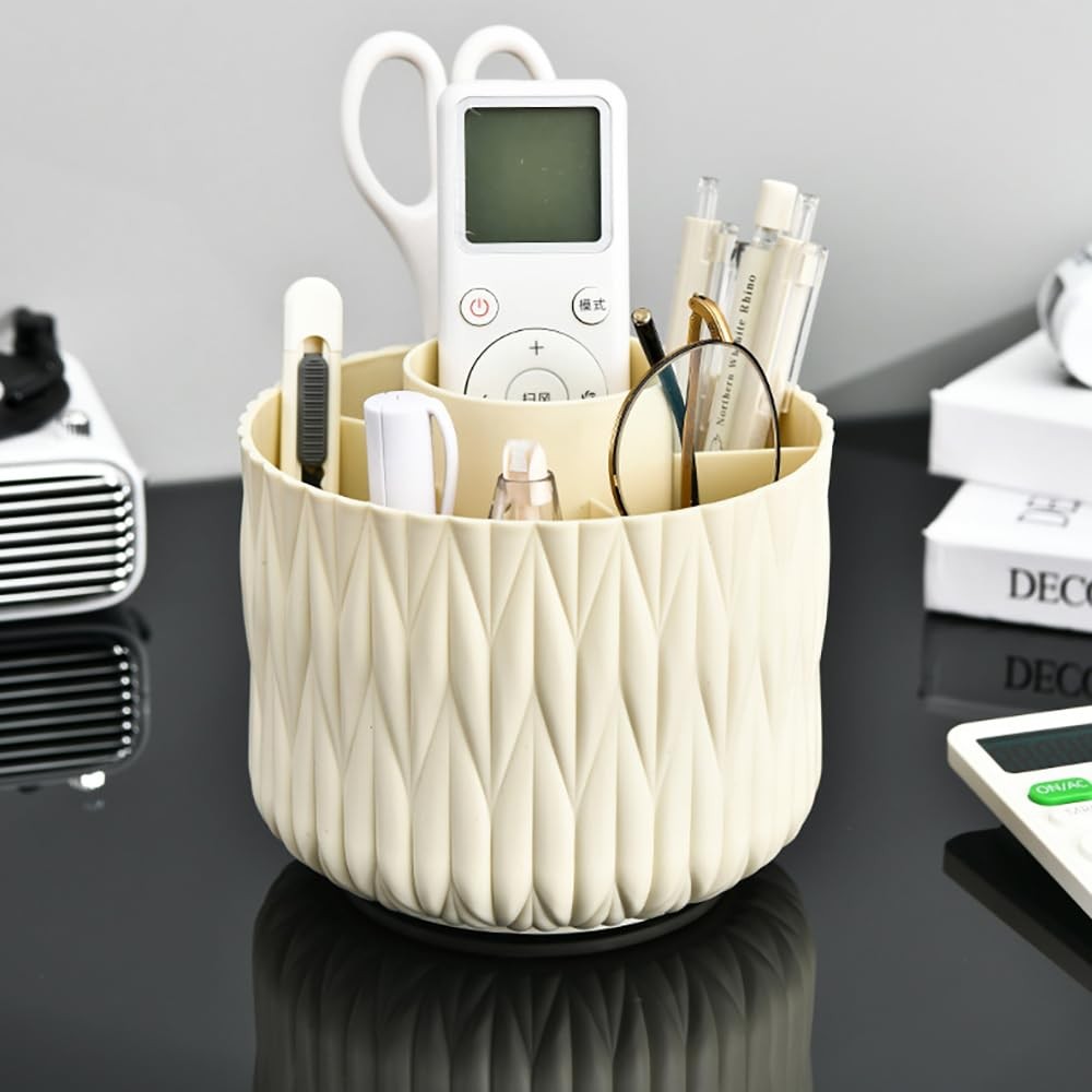 Rotating Makeup Brush Holder - 5 Slots, 360° Spinner Organizer for Vanity