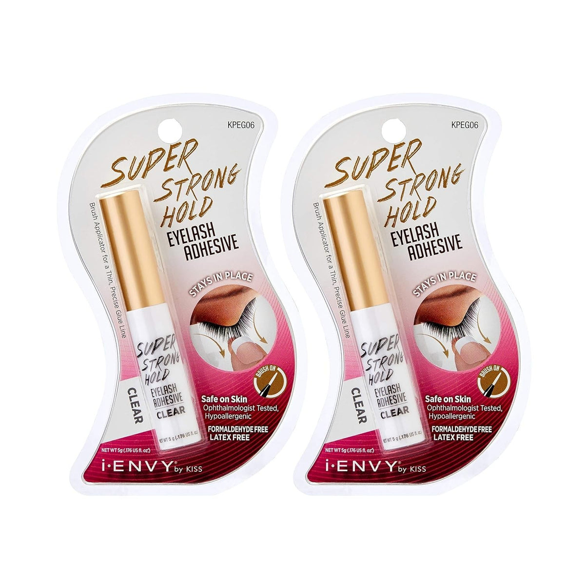 Latex-Free Lash Adhesive - Waterproof Hypoallergenic 48-Hour Bond, 2 Pack