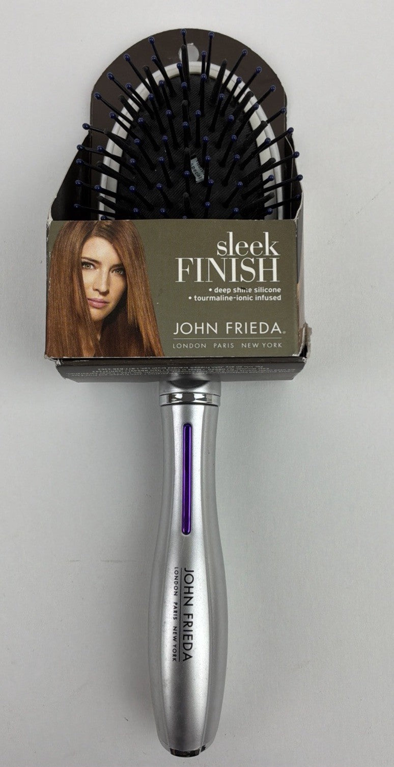 John Frieda Sleek Finish Hair Brush with Silicone Bristles & Tourmaline-Ionic Technology