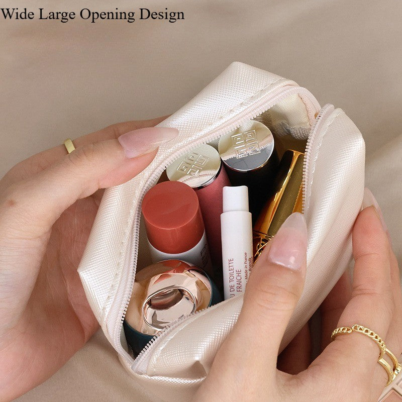 Small Satin Makeup Bag with Gold Zipper - Lipstick & Skincare Storage