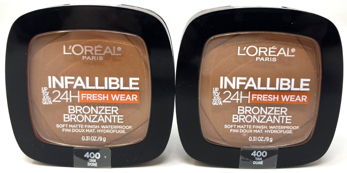 (2) Loreal Infallible 24H Fresh Wear Bronzer - Tan, Sealed Face Makeup