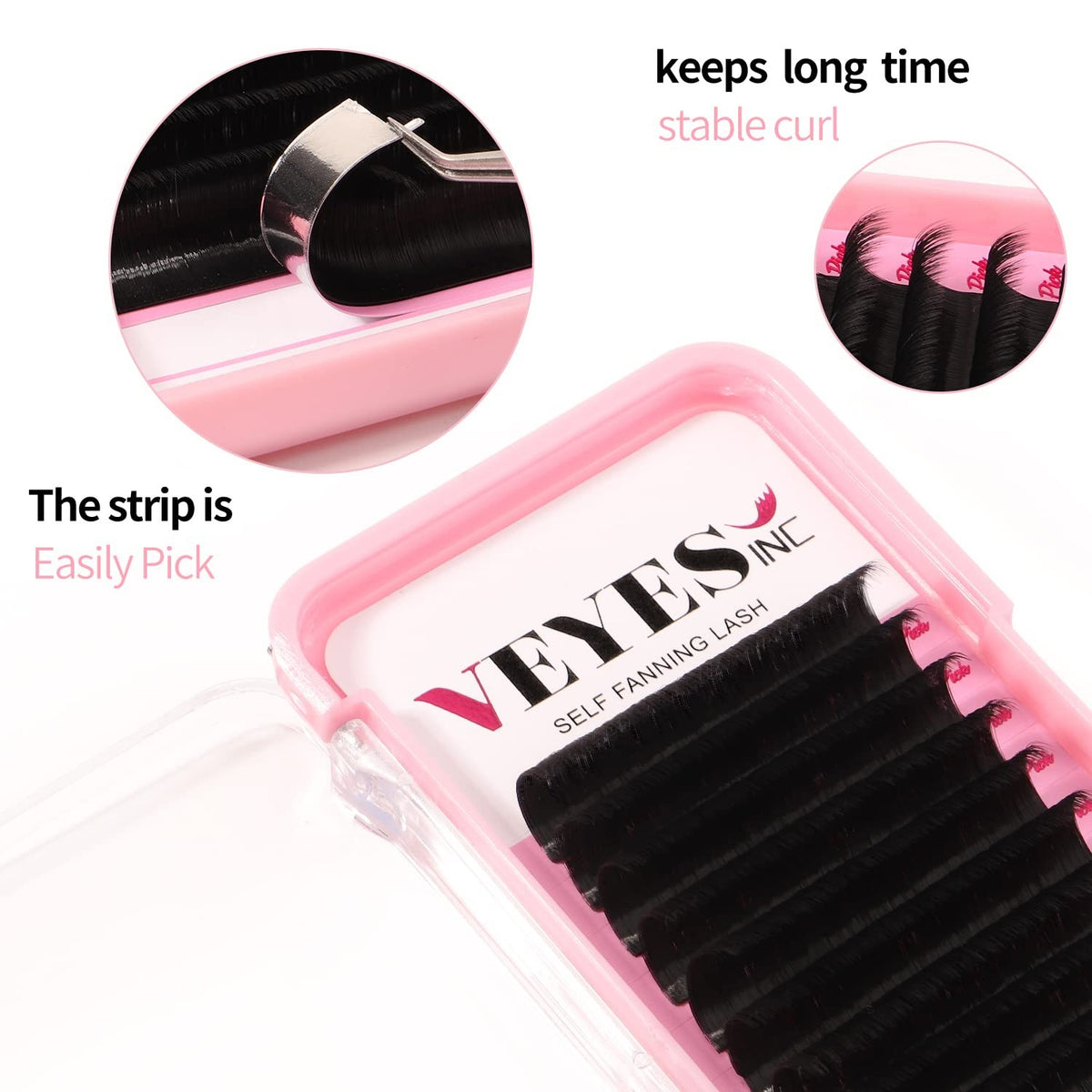 Volume Lash Extensions 03 05 07 15-20mm, CC Curl, 0.05 Thickness, Self-Fanning Eyelash Strips
