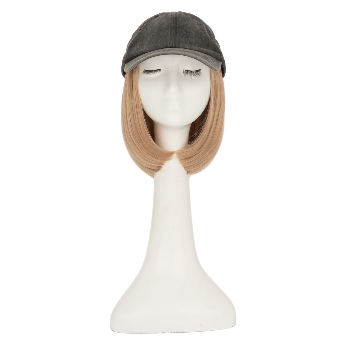 8-Inch Curly Baseball Cap with Synthetic Ponytail Hair Extensions - Natural Look