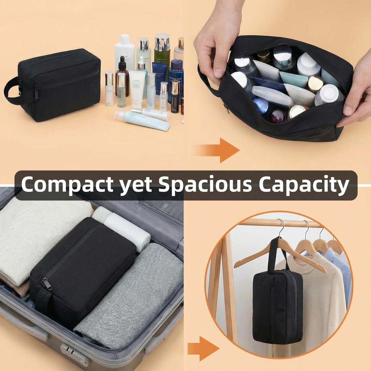Water-Resistant Travel Toiletry Bag Small Makeup Organizer Dopp Kit