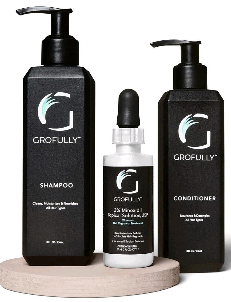 Women's Hair Regrowth Kit - Gold, 3 Step System Shampoo, Conditioner