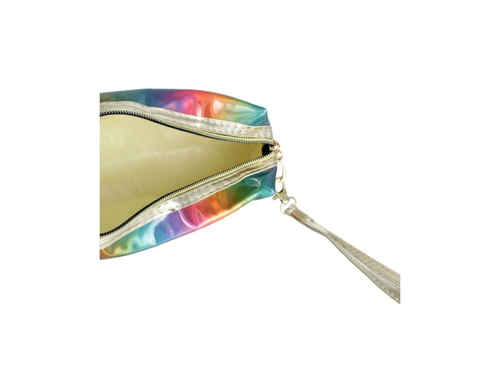 Rainbow Iridescent Cosmetic Pouch with Zipper Closure - 7 Inch
