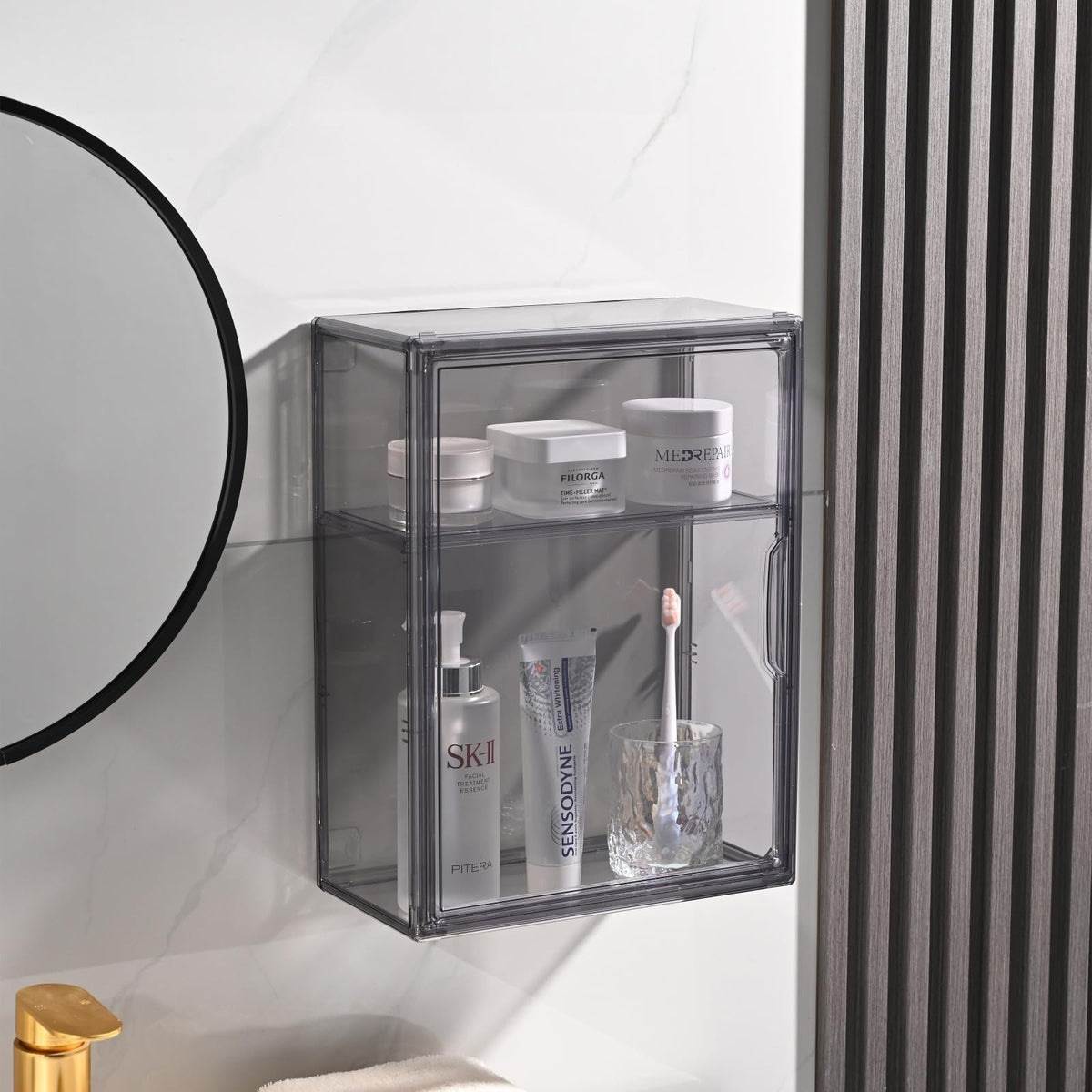 Acrylic Display Case 3 Tiers with Magnetic Door & Dividers for Collectibles