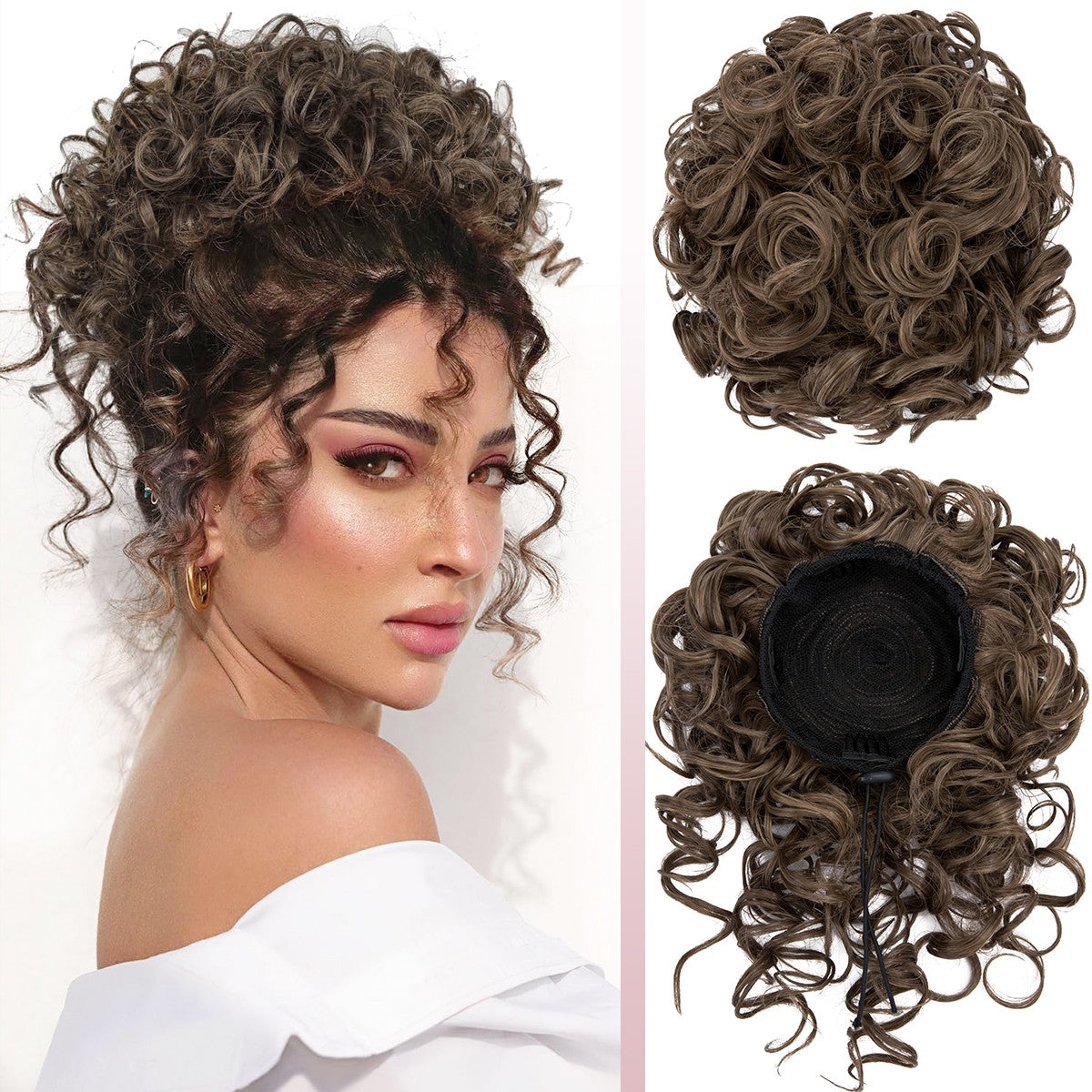 Messy Bun Hair Drawstring Curly Hairpieces for Updos and Thick Hair