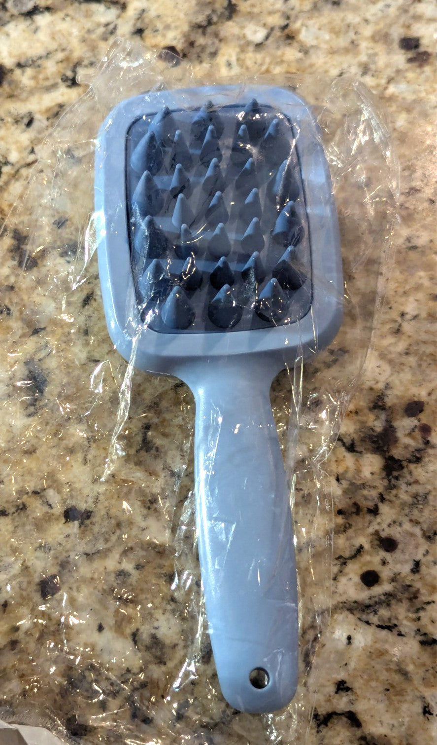 Double Sided Scalp Massager Shampoo Brush with Silicone Bristles - Blue