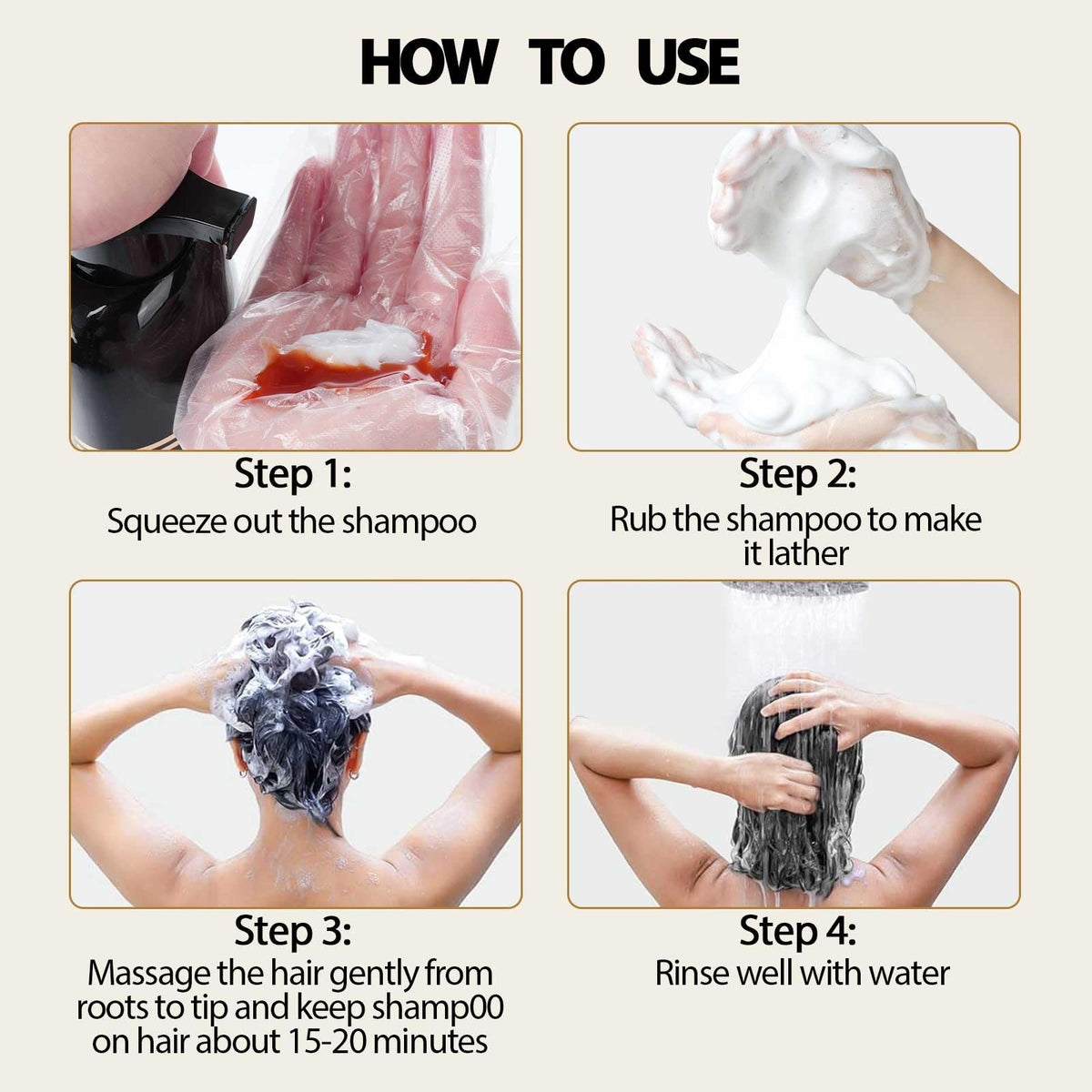 Light Brown Hair Dye Shampoo 3-in-1 Nourishing Hair Color for Gray Coverage