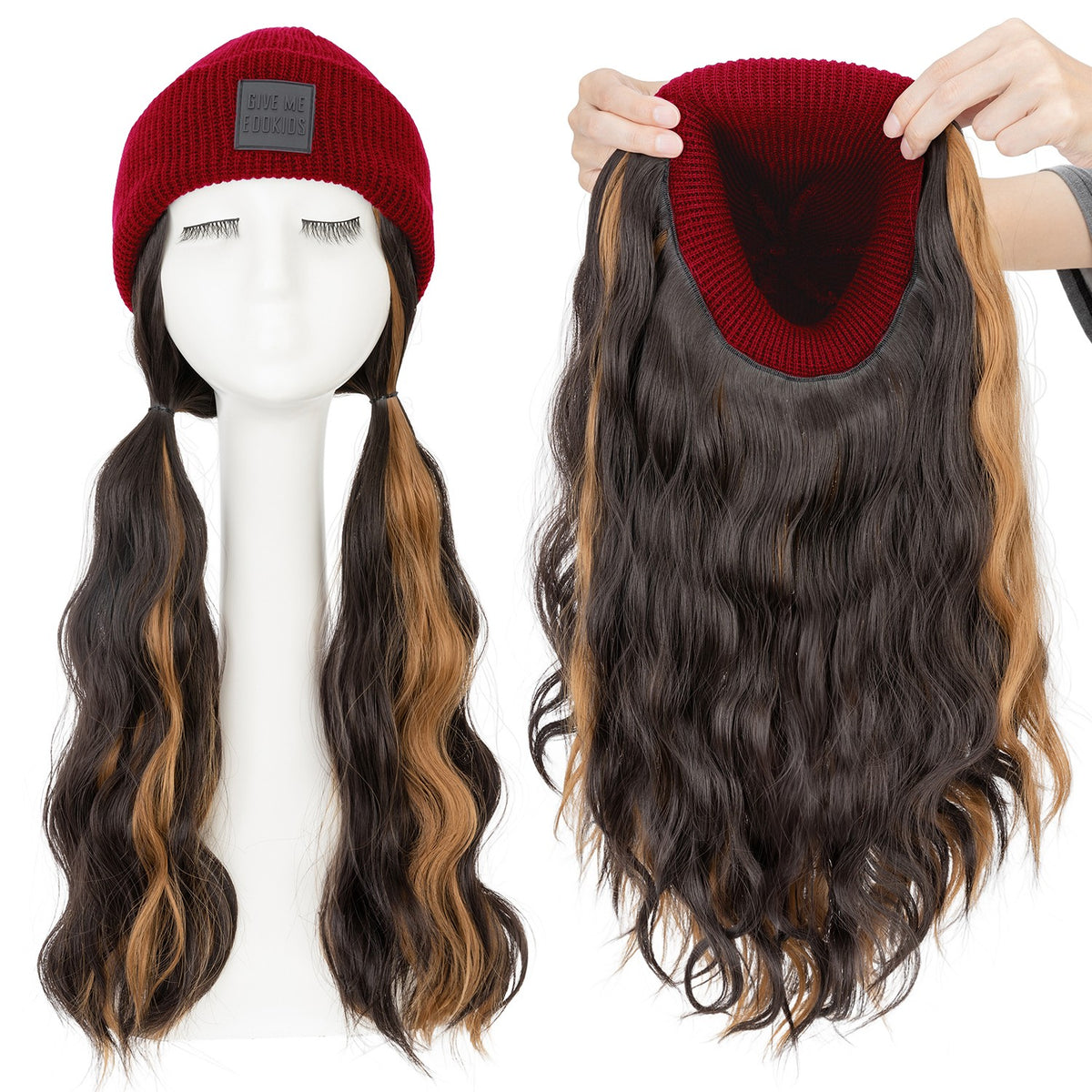 Winter Beanie Wig with Hair Attached Water Wave 18 Inch – Warm & Fashionable Hat