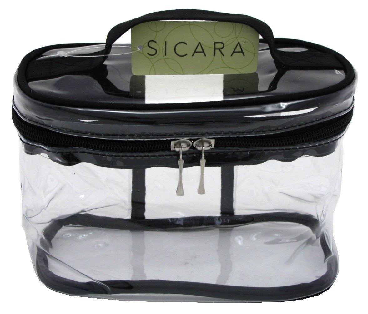 Clear Cosmetic Bag Oval Train Case for Travel and Makeup Storage