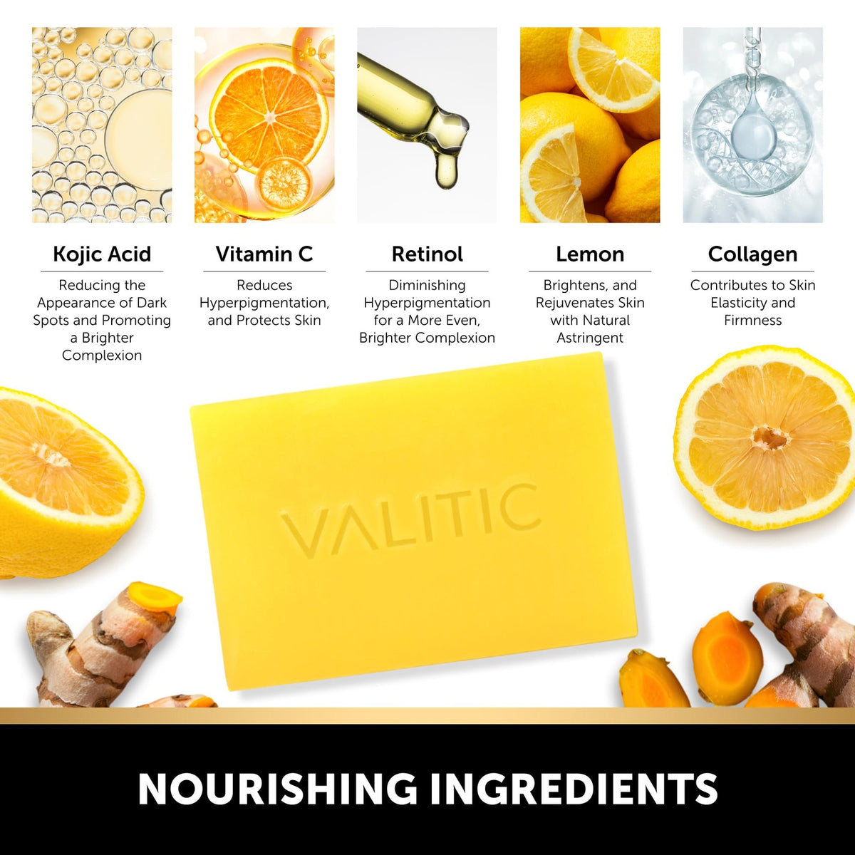 Brightening Lemon Turmeric Kojic Acid Bar Soap Pack of 5 - Clarify & Illuminate Skin