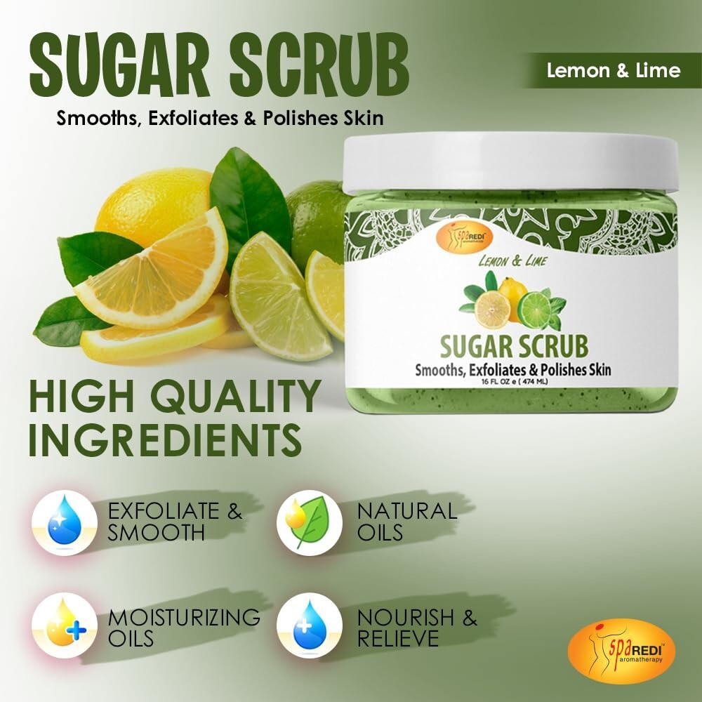 Sugar Body Scrub Exfoliant - Lemon & Lime 16 oz