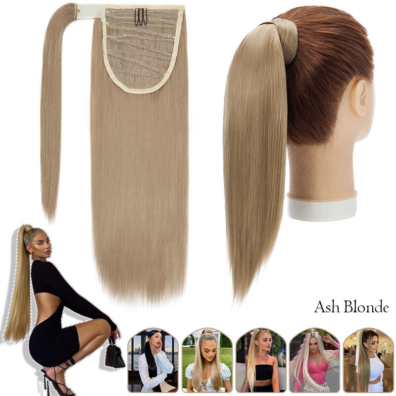 Mega Thick Wrap-On Ponytail Extensions - Natural Human Hair, Curly Wavy Straight