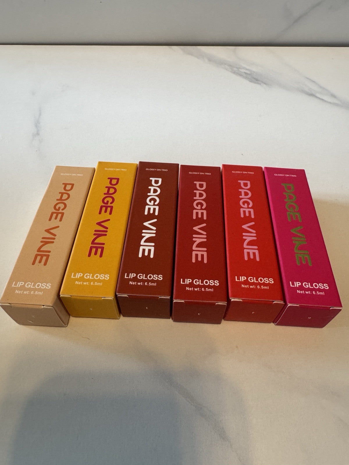 Lip Gloss Set of 6 Colors - Pink, Red, Nude, Mauve, Clear - 6.5mL Each