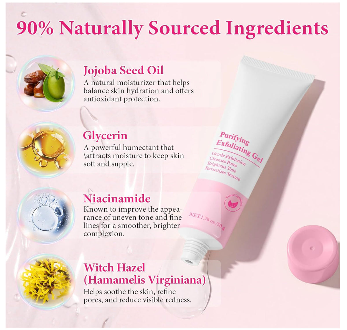 Gentle Exfoliating Gel for Face & Body - Deep Cleansing & Moisturizing, 2 Pack