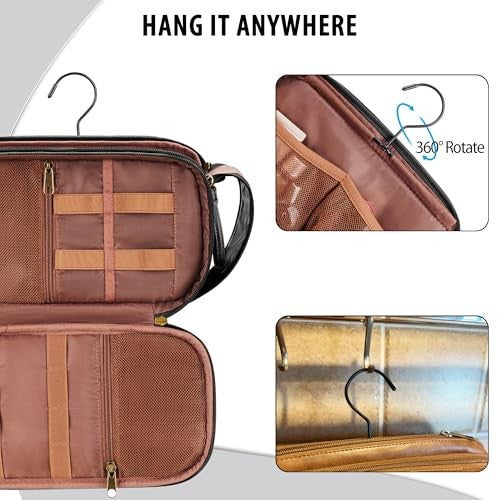 Large Water-Resistant Hanging Toiletry Bag for Travel with Organizer & Leak-Proof Bottles