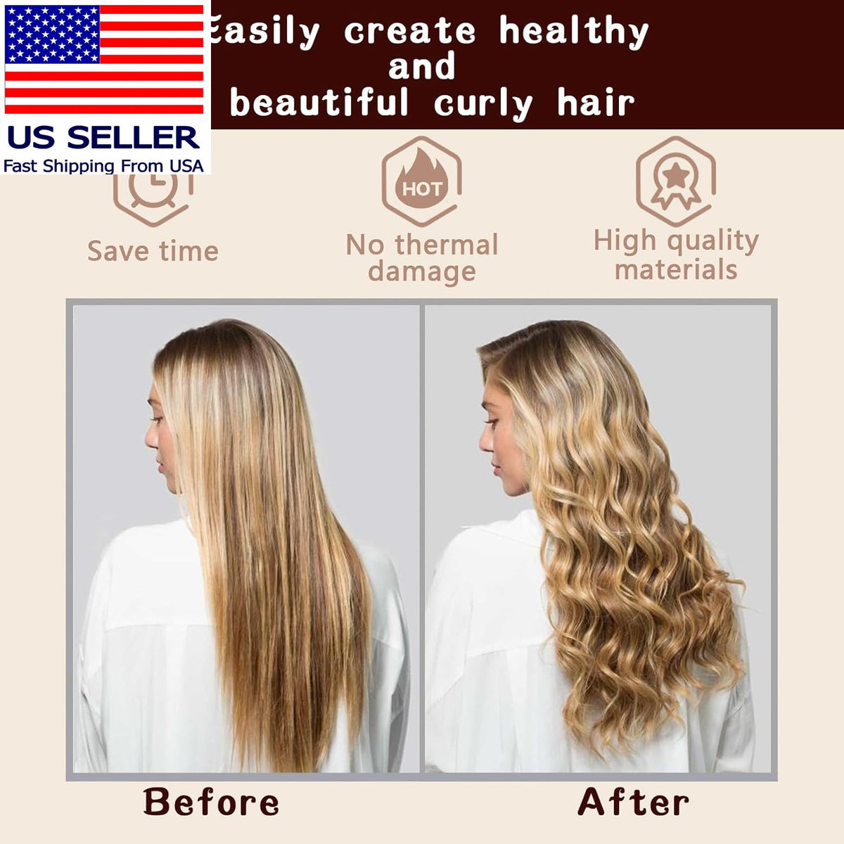 Heatless Hair Curlers Set with Clips for Overnight Styling, No Heat Needed