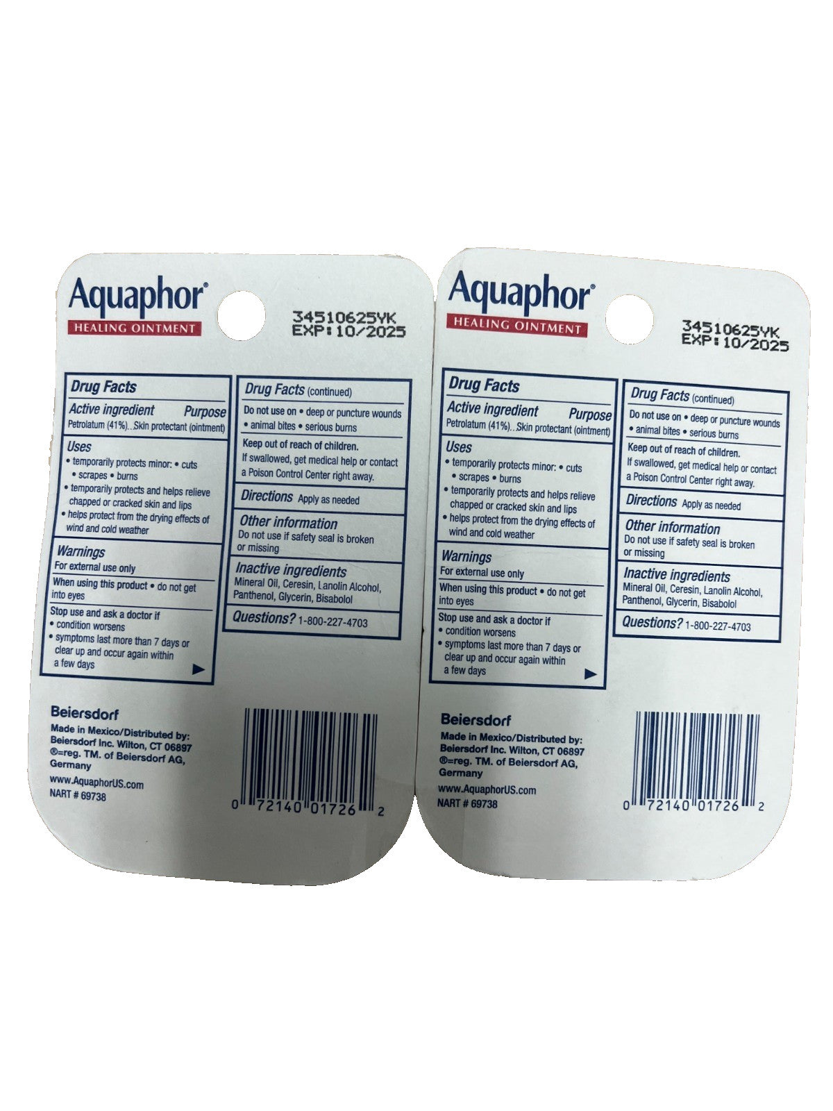Set of 2 Aquaphor Healing Ointment Advanced Therapy Skin Protectant