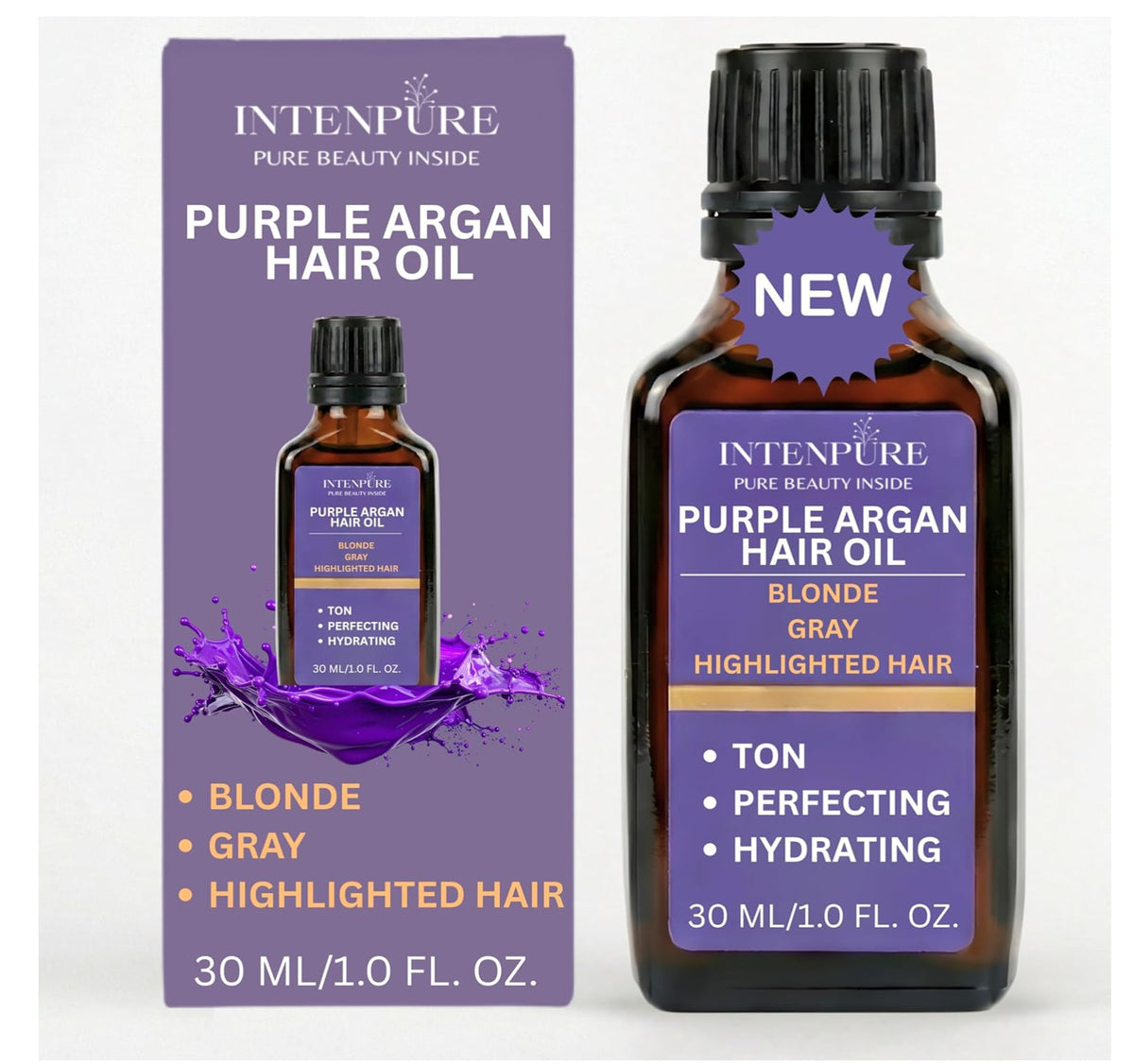 Purple Hair Oil for Blonde & Gray Hair - Anti Brass & Shine Serum