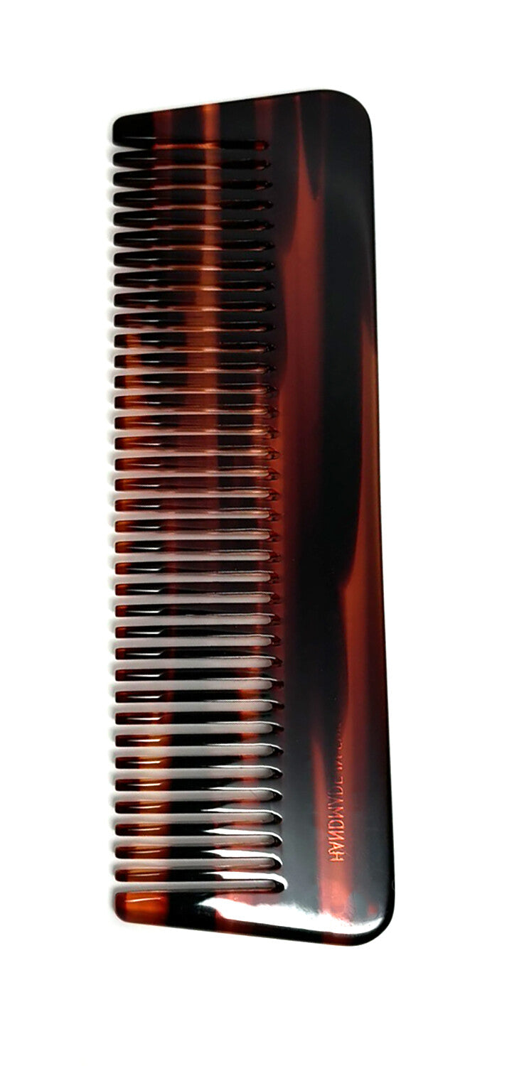 Handmade Swiss Cellulose Acetate Hair Comb - Style #18, 5 Inch Havana Tortoise Brown Gold
