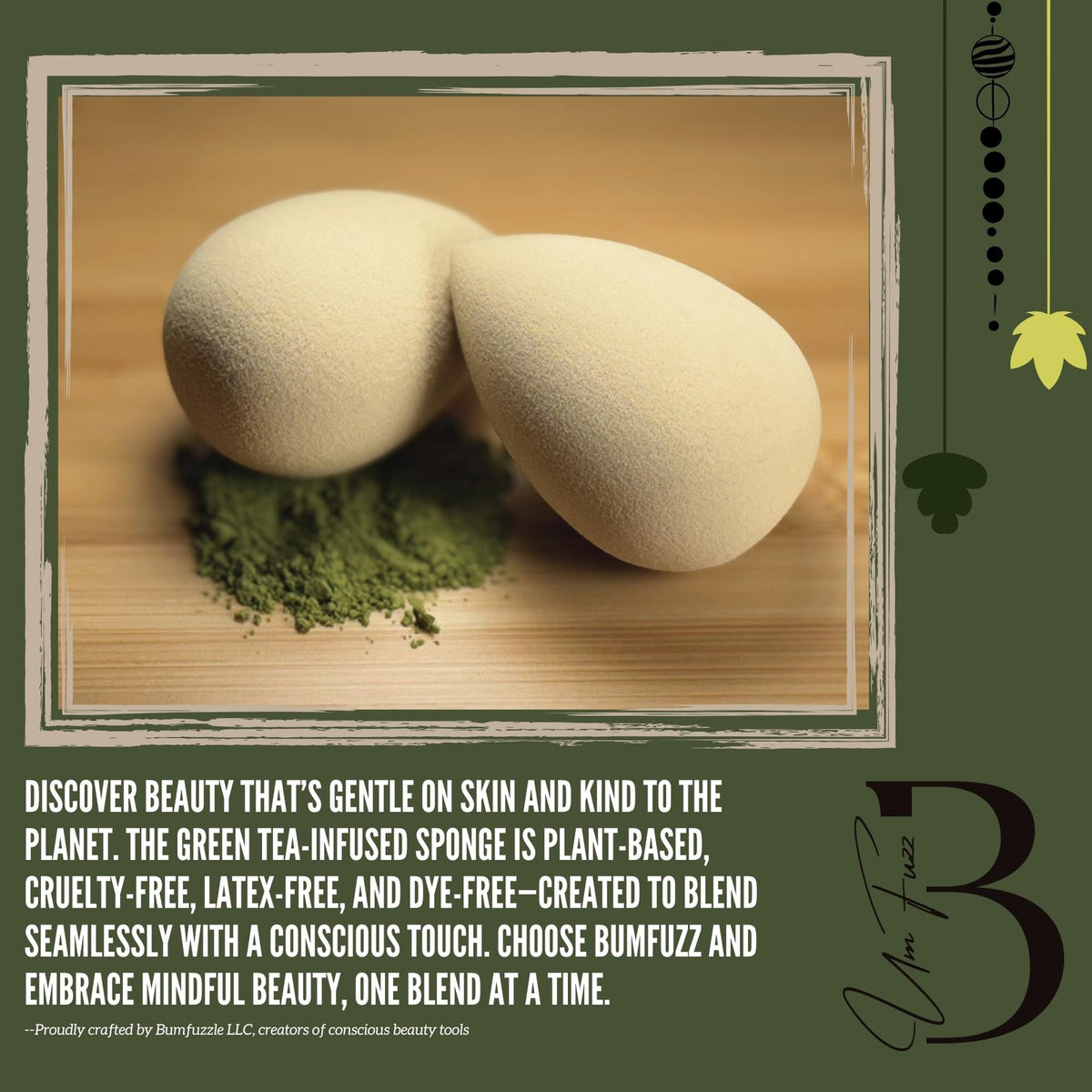 Eco-Friendly Green Tea Makeup Sponge - Soft Biodegradable Beauty Tool