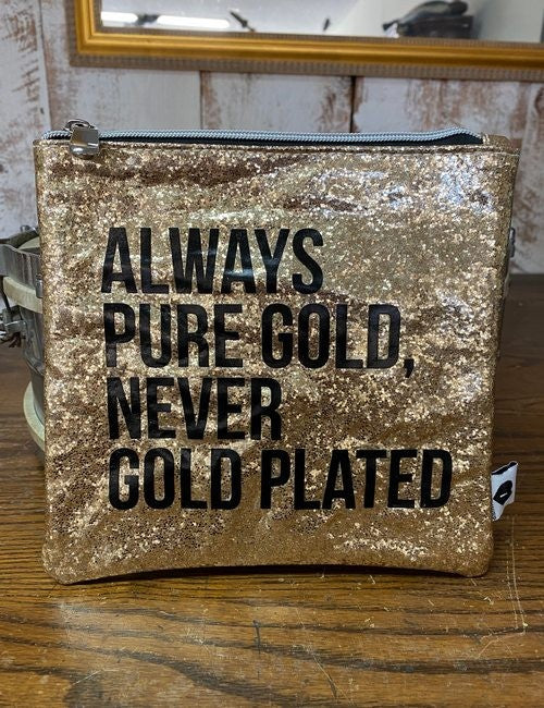 Gold Glitter Makeup Clutch Bag - Stylish Organizer for Cosmetics & Accessories