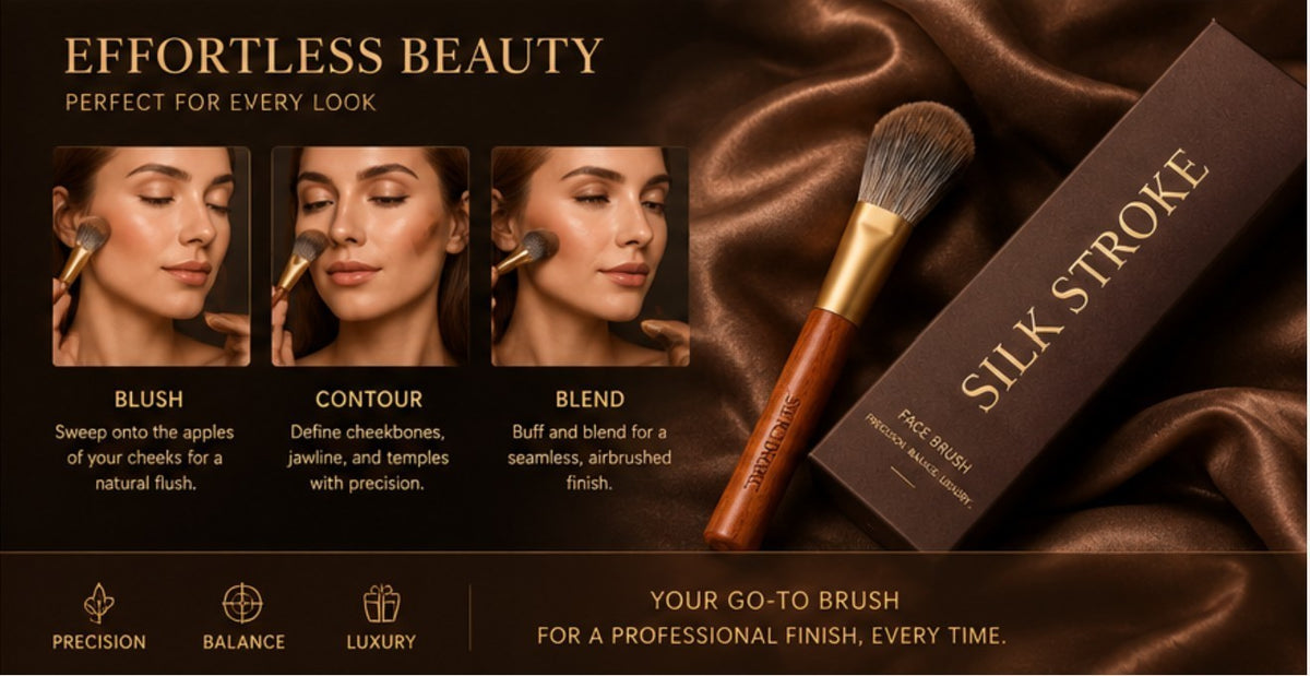 Luxury Face Blush & Contour Brush with Yellow Squirrel Hair – Soft, Precise Makeup Tool