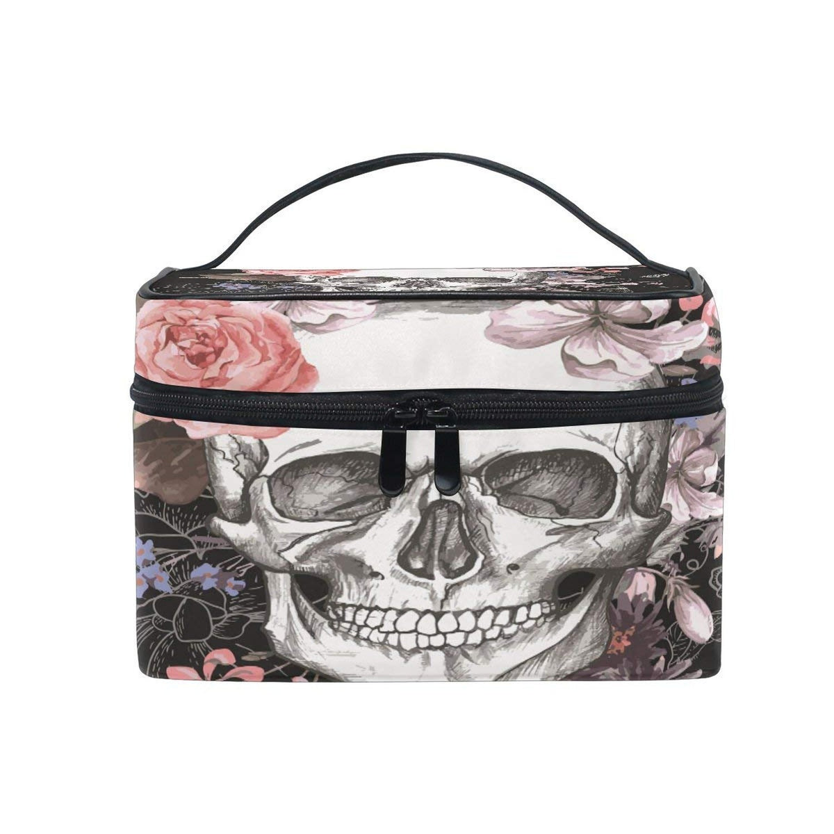 Travel Cosmetic Bag Skull Rose Makeup Organizer Waterproof Pouch