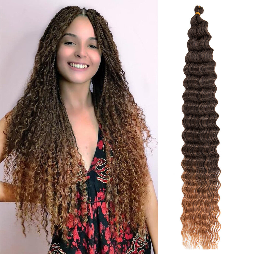 Deep Water Wave Braids Crochet Hair Extensions - Ombre & Curly Lengths