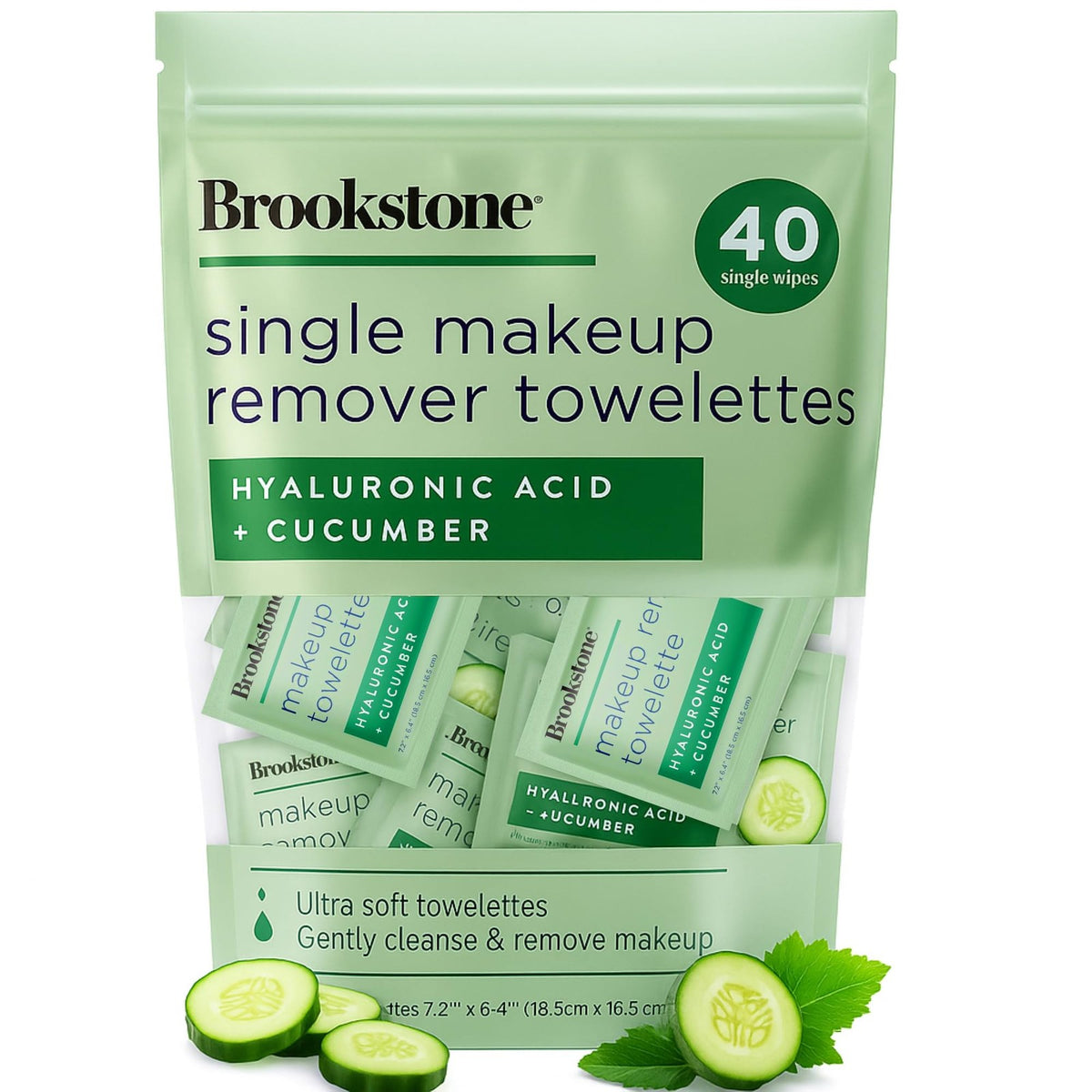Travel Makeup Remover Wipes - Individually Wrapped Soft Face Cleansing Towelettes with Vitamin C - 40 Count