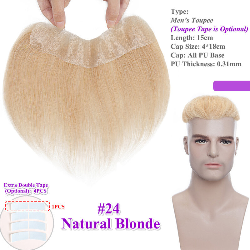 Men's Human Hair Toupee for Receding Hairline, Various Sizes & Colors