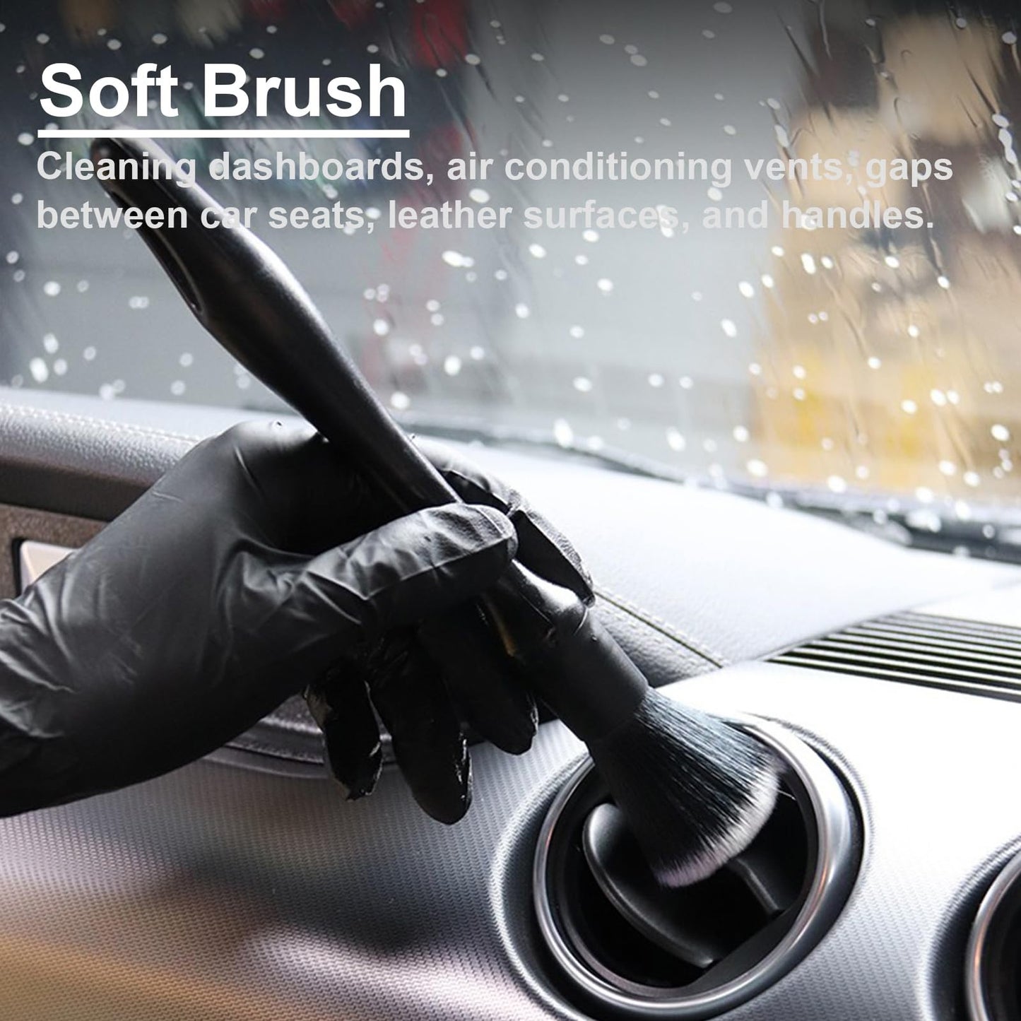 4 Pack Car Detailing Brushes Set - Soft, Medium, Hard & Faux Wool
