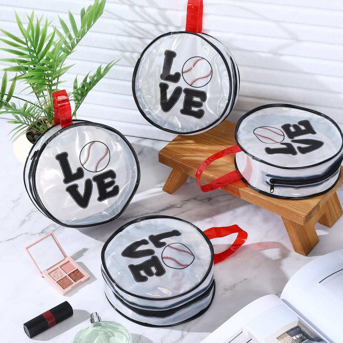 20 Pcs Baseball Cosmetic Bags Waterproof Clear Travel Makeup Organizer