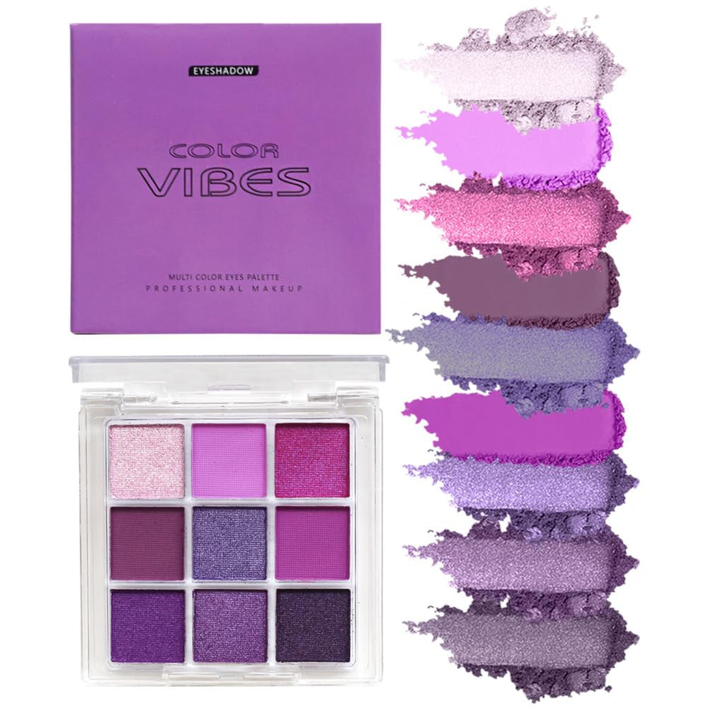 9 Colors Eyeshadow Palette - Purple Monochrome Makeup for Festivals & Holidays