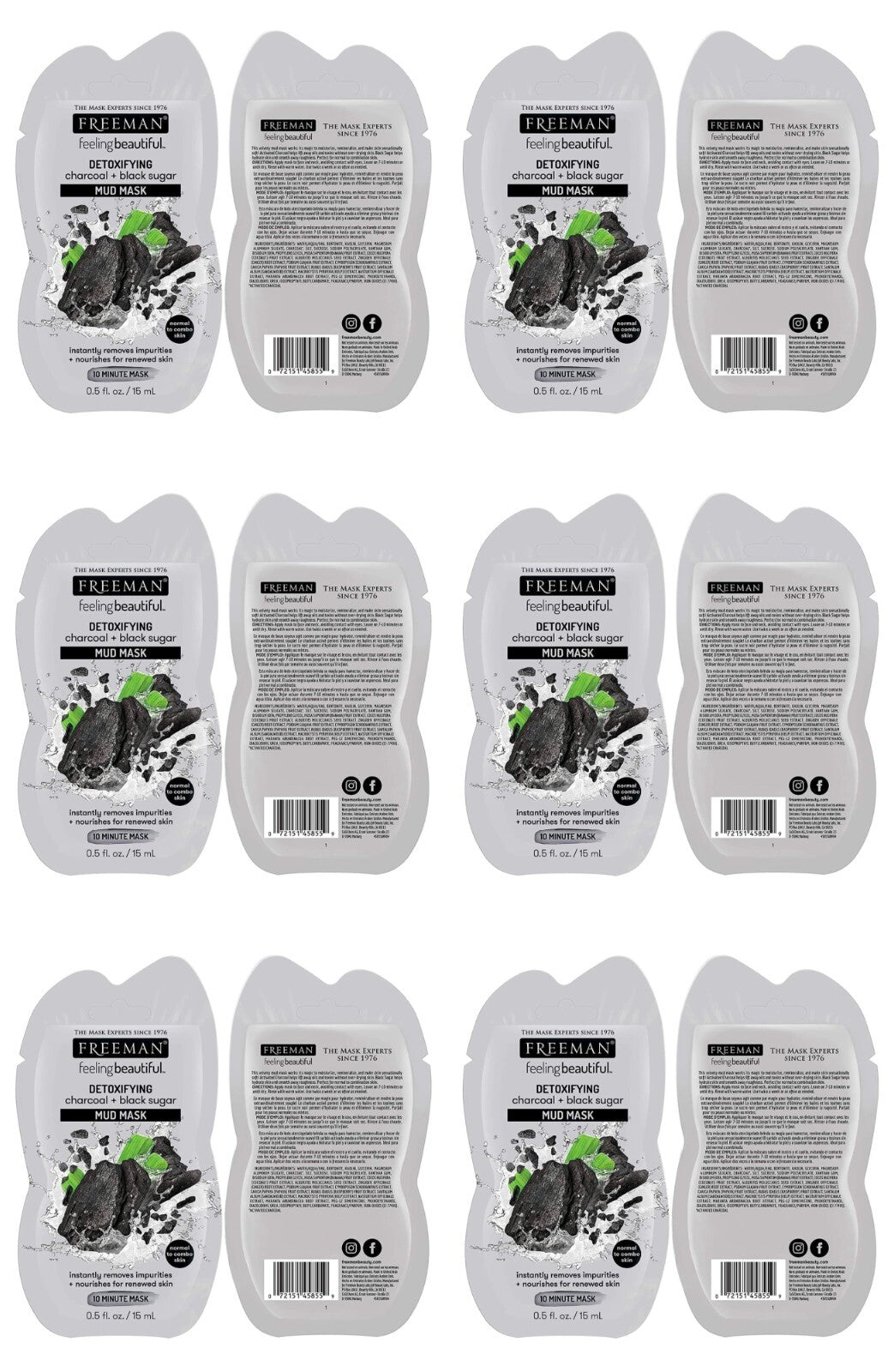 Charcoal Detoxifying Mud Mask - 6 Pack, 0.5 oz Each