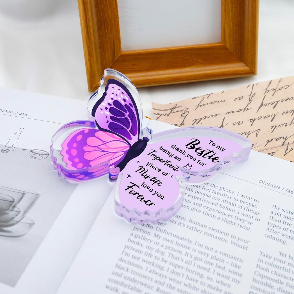 Friendship Butterfly Acrylic Decor Gift for Women Sister Birthday Present