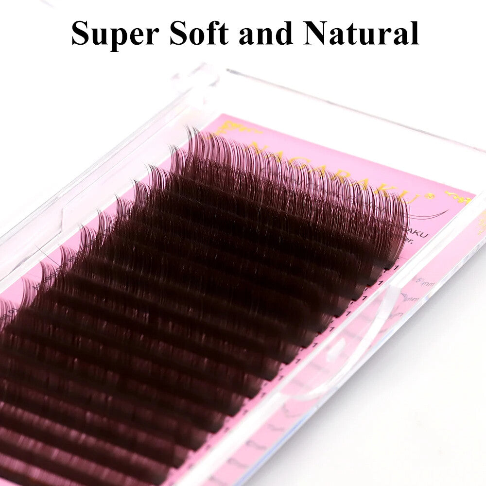 Natural Synthetic Mink Individual False Eyelashes 16 Rows Brown N/L