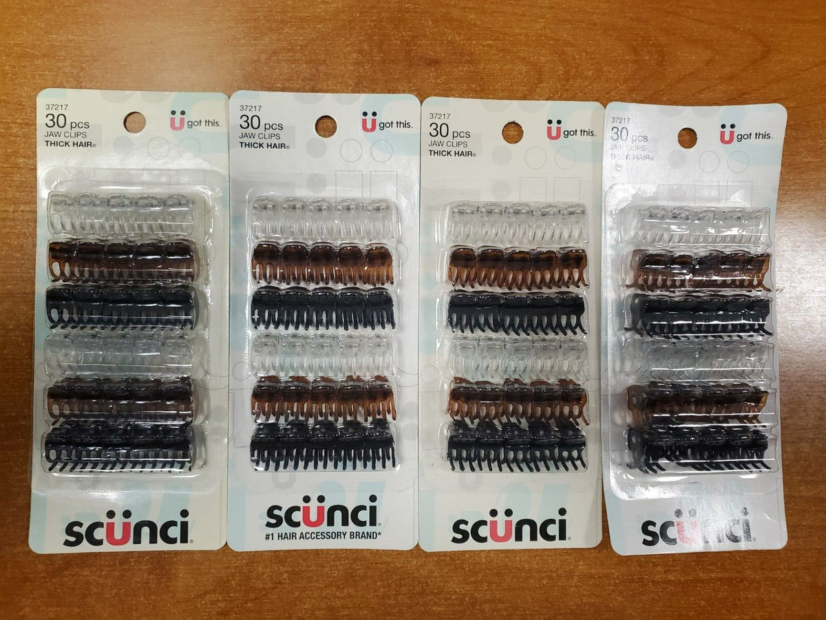 4 Packs of 30: Scunci Mini Tiny Claw/Jaw Clips Assorted Colors (2171)