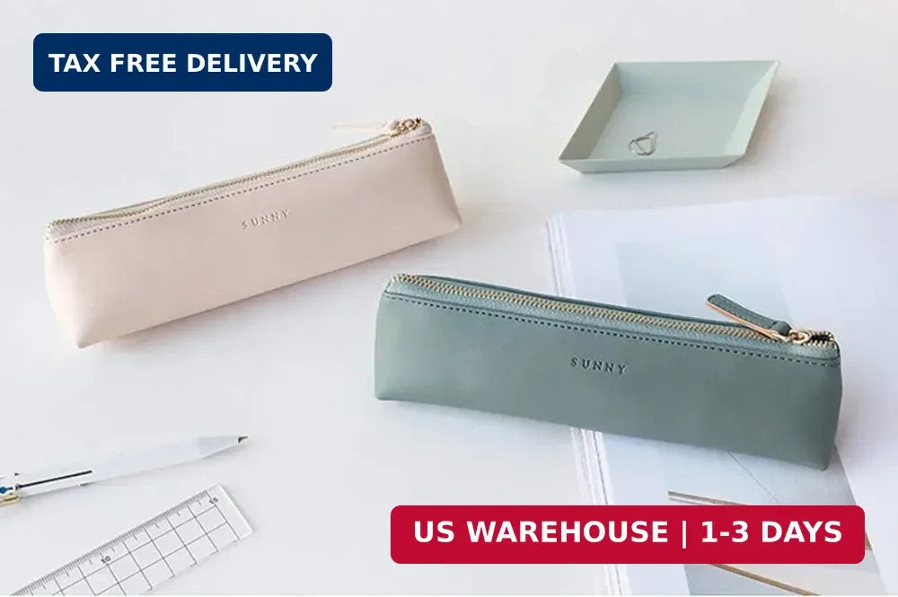 PU Leather Makeup Bag Pen Organizer Stationery Case - Waterproof Portable