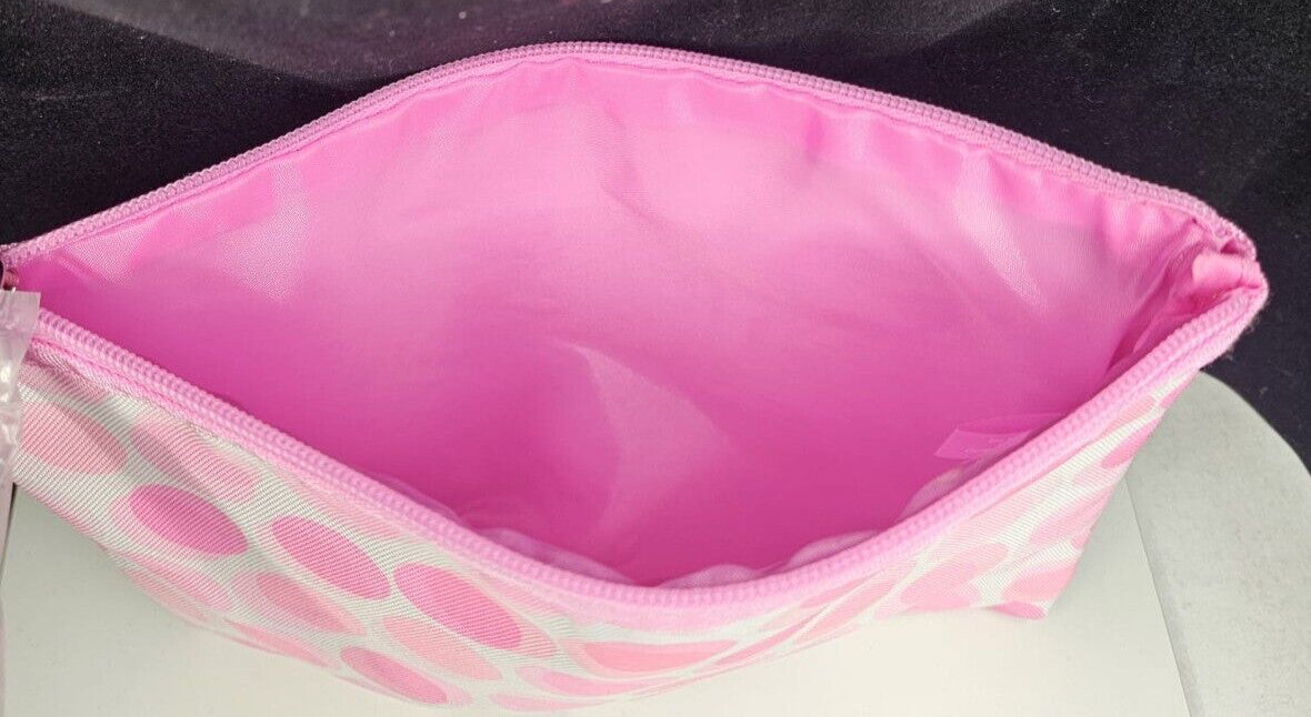 Travel Makeup Bag - Pink Polka Dot Cosmetic Organizer