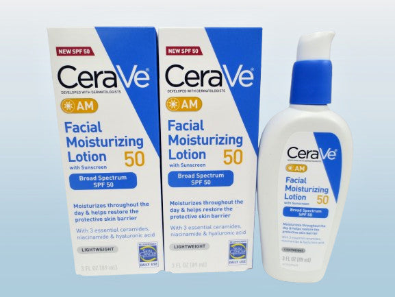 CERAVE AM FACIAL MOISTURIZING LOTION SPF 50 3 OZ BOXED EXP: 2027 LOT