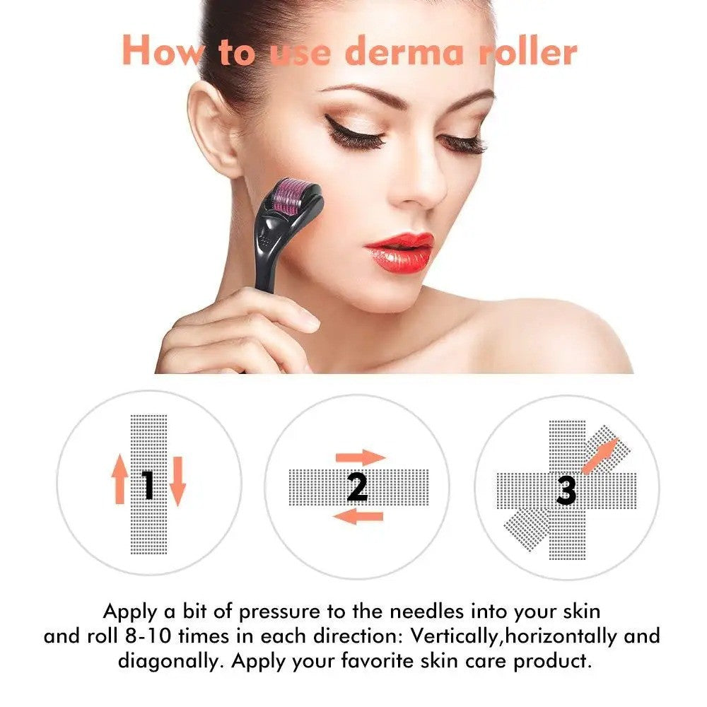 3-Piece Microneedle Derma Roller Set with 0.25mm 0.50mm & 1.50mm Needles for Skin & Hair Care