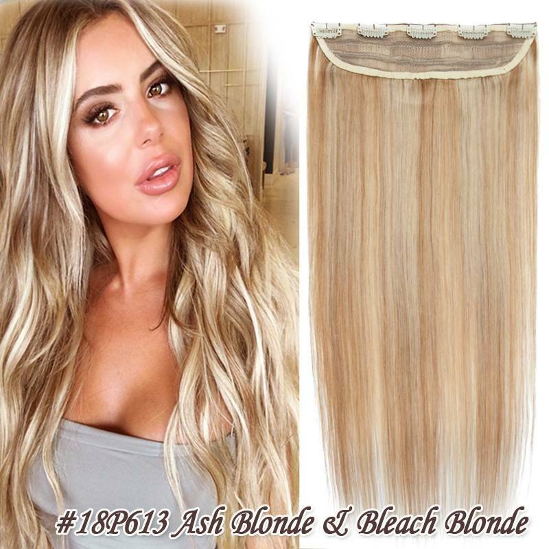 Remy Human Hair Extensions 3/4 Full Head Clip-In Set - Brown, 8-24 Inch