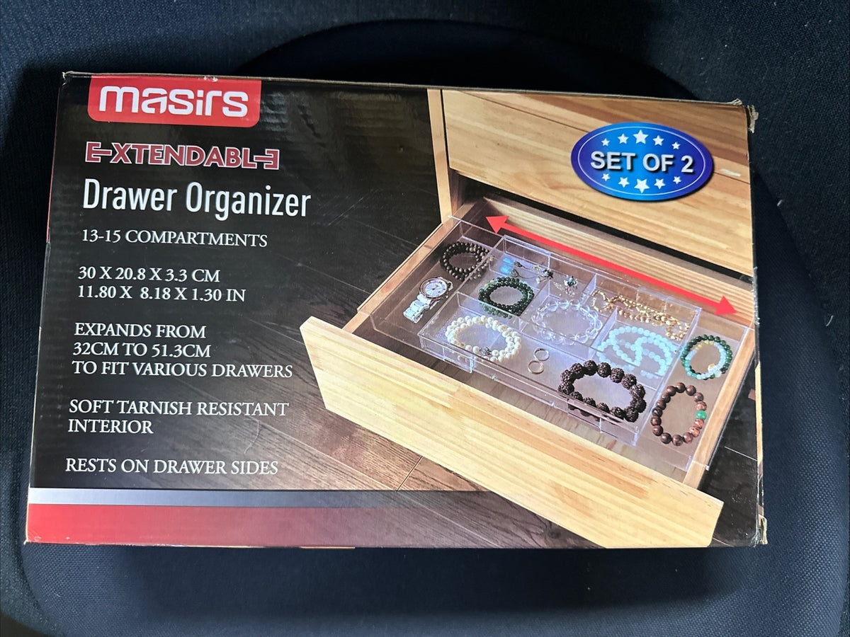 Expandable Drawer Organizer for Makeup Vanity - Clear, Customizable Storage