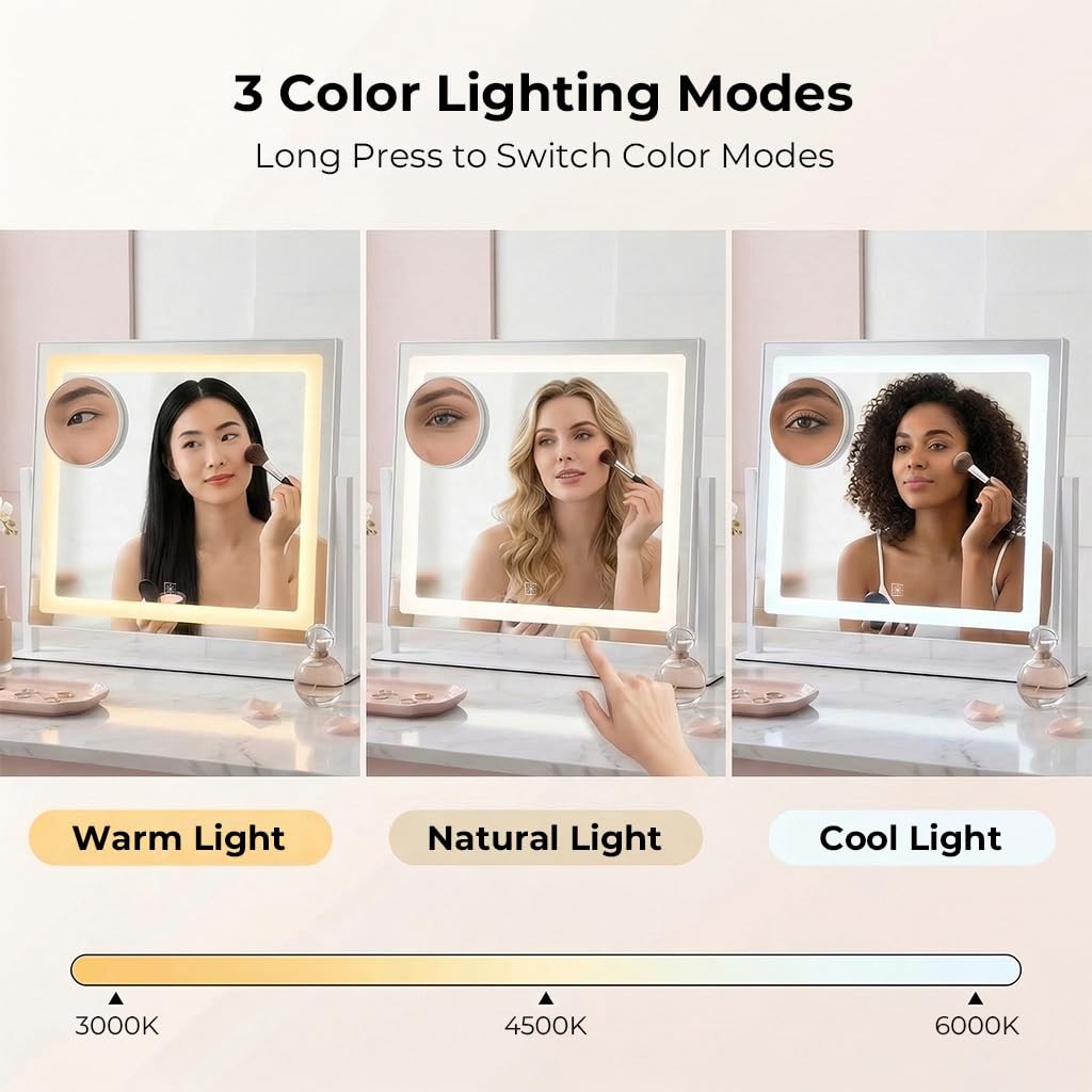 Lighted Makeup Vanity Mirror with Touch Control, 12x16 Inches