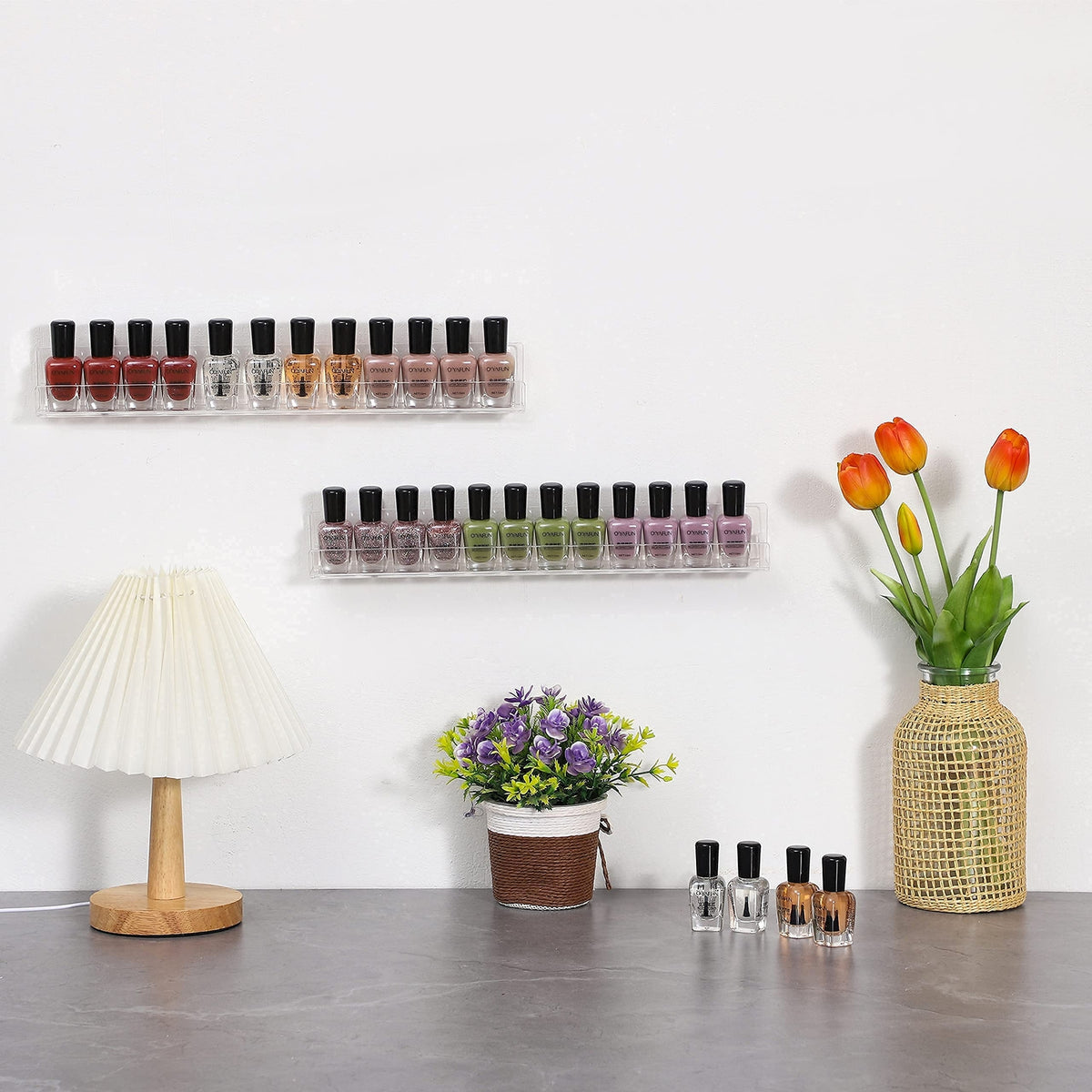 Acrylic Nail Polish Organizer Wall Mounted Display Racks 4 Pack