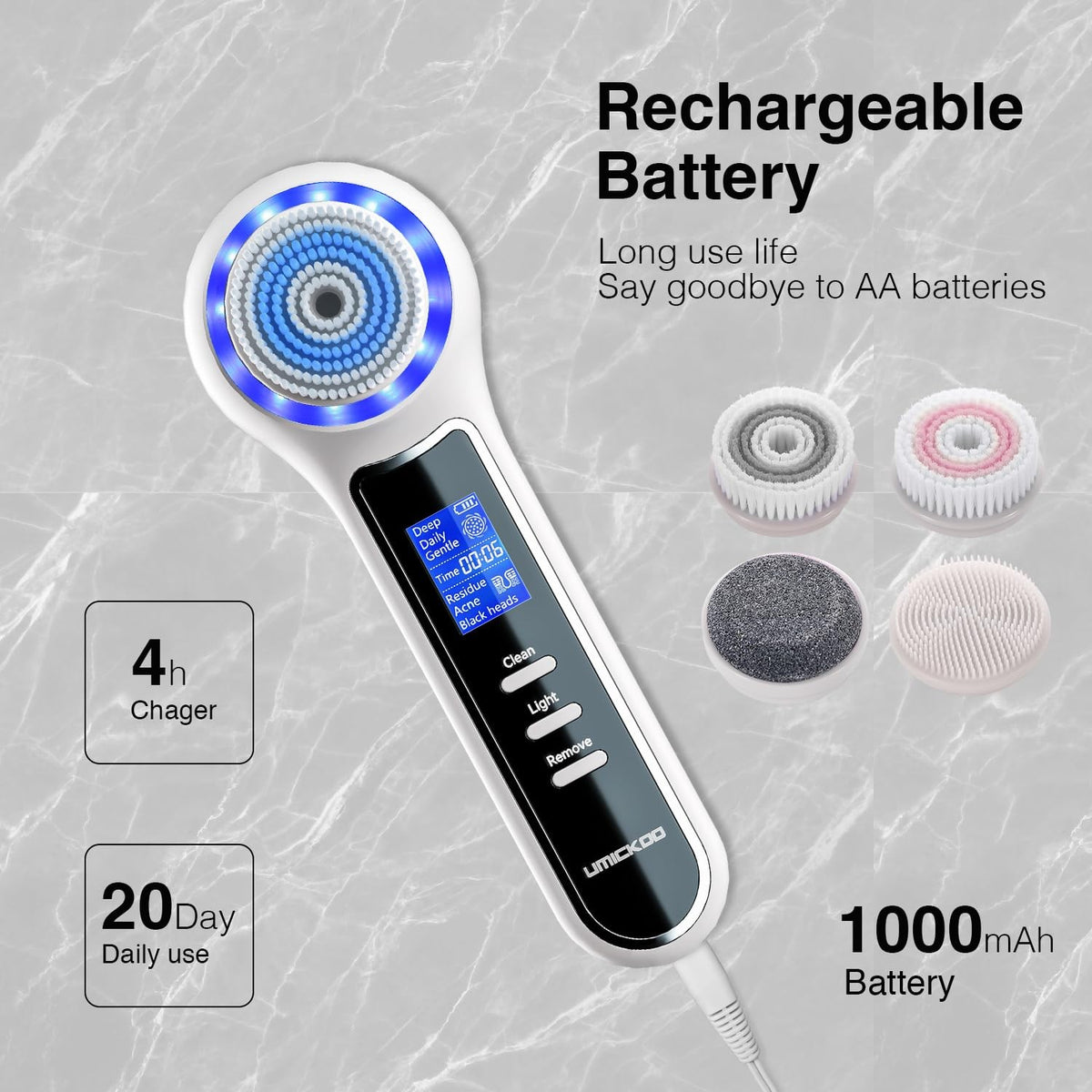 Rechargeable 3-in-1 Facial Cleansing Brush & Blackhead Remover System
